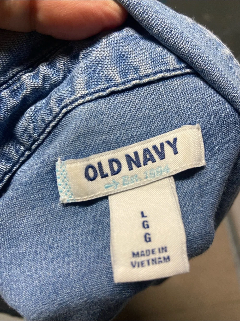OLD NAVY Light Blue Denim Shirt Dress - Classic Casual Large Roll Up Sleeves - Picture 4 of 4